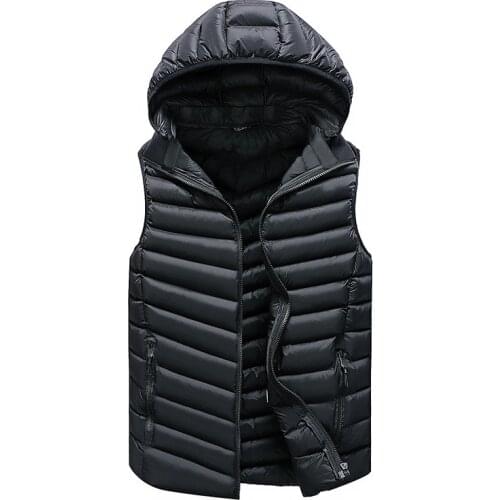 Vest Men Solid Mens Winter Jacket Warm Mens Outerwear Waistcoat Man Sleeveless Mens Vest Casual Vest for Men Hooded Jacket