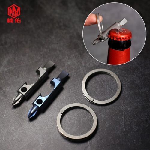 1Pcs Small Savior Titanium Alloy Bottle Opener EDC Outdoor Pocket Tool Multi-function Portable Tool Mini Key Ring Screwdriver