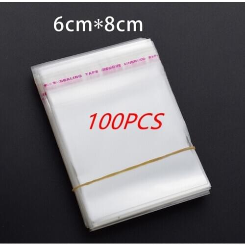 100pcs/lot Transparent Self-adhesive Seal OPP Plastic Bag Clear Cellophane Cello OPP Poly Bag Jewelry Packaging Bag