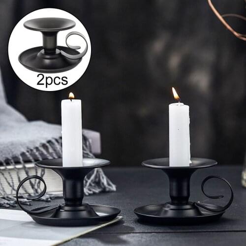 2pcs Metal Candle Holders Simple Candlestick Vintage Wedding Candle Stand Exquisite Candlestick Christmas Table Home Decor