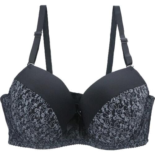 2020 New 40/90 42/95 44/100 DEF Cup Large Size Push Up Womens Everyday Underwear Floral Print Bow Lingerie Brassiere Sexy Bras