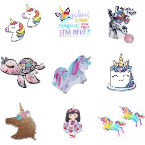 5PCS Unicorn Horse Resin flatback For Hair Bows Custom Cartoon Planar Resin Designs Crafts For DIY Phone Decorations,5Yc17421