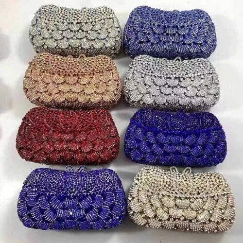 7 Colors Red/Blue/Silver Crystal Clutches New Fashion Women’s Diamond Wedding Bridal Party Prom Purses Lady Rhinestone Handbags