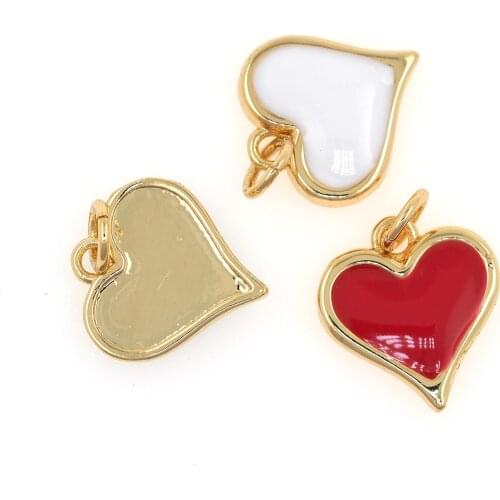 18K Copper Plated Gold Heart Pendant Love Pendant DIY Accessories Bracelet Necklace Pendant Accessories