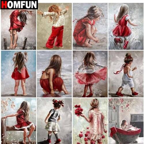 HOMFUN Full Square/Round Drill 5D DIY Diamond Painting "Little girl portrait theme" Embroidery Cross Stitch 5D Home Decor Gift
