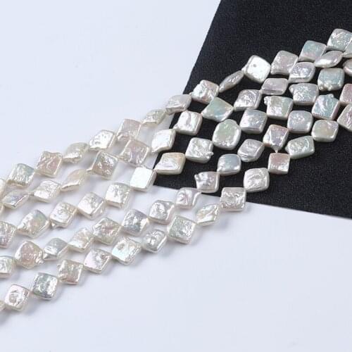Diamond-Shaped White Natural Freshwater Pearl Strand For Jewelry Making