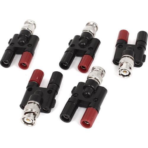 BNC Male Plug to Two Banana Female Jack Coaxial Connector Adapter 5pcs