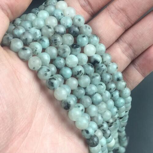 Green Prehnites Round Loose Spacer Beads For Jewelry Natural Smooth Stone Beads DIY Making Bracelet 15'' Pick Size 6 8 10mm