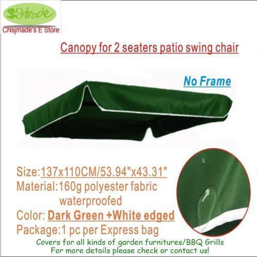 Cnsjmade Canopy for 2 seaters patio swing chair Dark green 137x110cm Canopy waterproofed polyester canopy