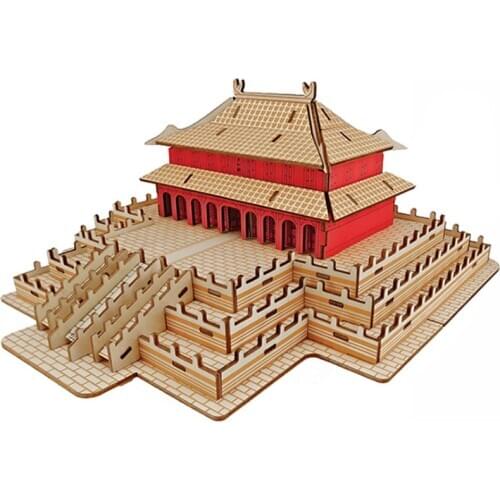 Taihe Palace Laser Cutting 3D Wooden Puzzles For Kids Chinese Building Model DIY Puzzle Educational Toys Children Birthday Gift