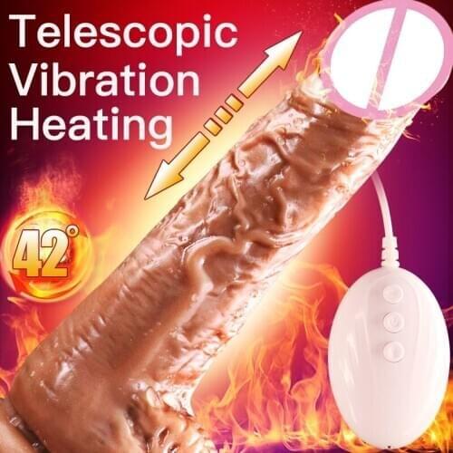 Remote Telescopic Dildo Vibrator G-Spot Dildo Realistic Penis Heating Massage Female Masturbation Sex Toy For Women
