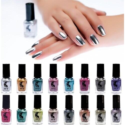 6ml Silver Metallic Nail Gel Polish Natural Dry Mirror Effect Rose Gold Semi Permanent Hybrid Nail Art Design Varnishes