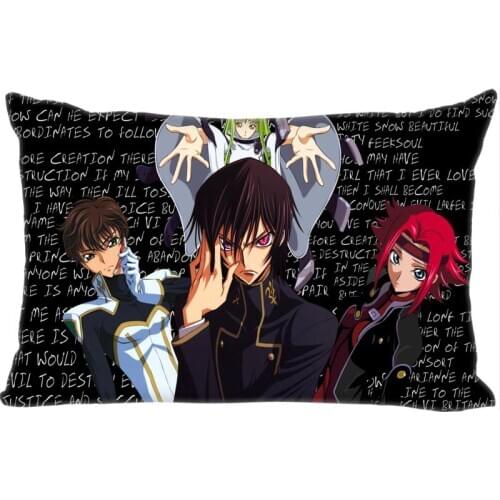 Hot Sale Code Geass Rectangle Pillowcase Custom Home textile Zipper Pillowcase Pillow Cover Size 45*35cm (one side) Print