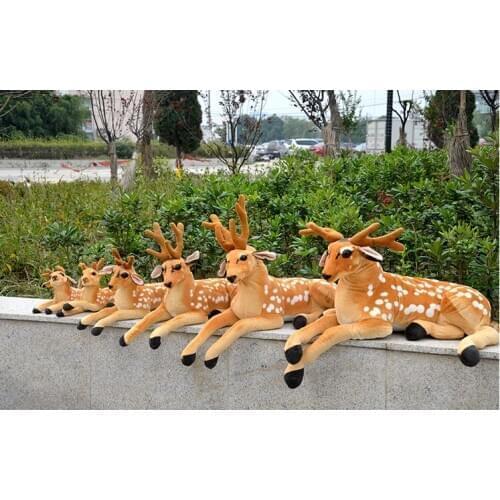 Simulation sika deer plush toy prone deer plush doll , soft throw pillow birthday gift 0395
