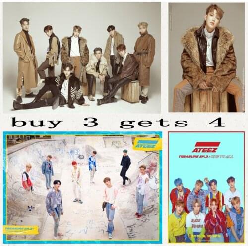 K-POP Ateez Music Band Posters Wall Prints Glossy Papers wall sticker Bedroom Decoration Home Art Brand