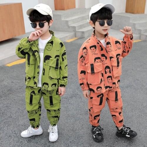 2021 Zipper Spring Autumn Childrens Clothes Set Baby Boys Coat + Pants 2pcs/Set Kids Costume Teenage Girl Clothing High Quality