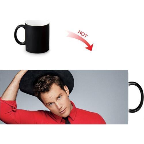 Chris Pratt Magic DIY Mugs Heat Changing Color Water Milk Coffee Cup Black Transforming White Mug Gift Idea