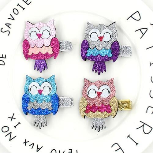 2 pcs/set Cute Owl Gilter Animal Hair Clips For Girls Fashion Kids Hairpins Barrettes Cartoon Handmade Hairgrip Hair Accessories