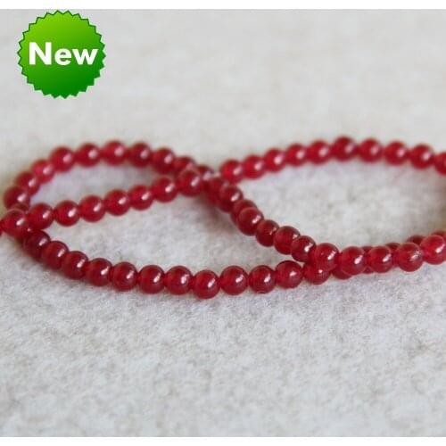 Min Order1) 4mm Fashion Natural Dark Red Chalcedony Beads Round DIY Stone Loose Beads 15inch Jewelry Making Design Wholesale