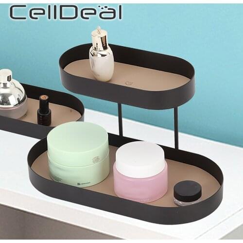 Ins Desktop Storage Rack Kitchen Househould Cosmetic Makeup Basket Nordic Style Iron Storage Tray Organizer Home Decoration
