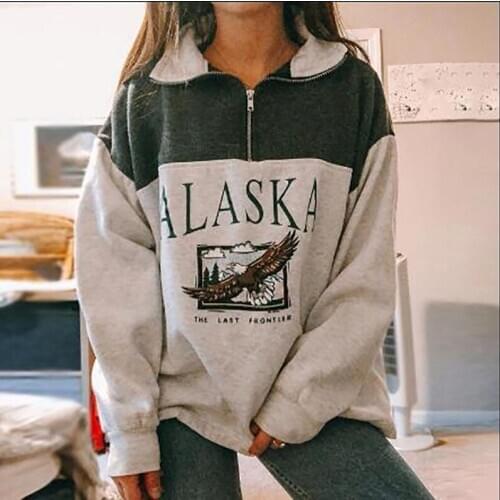 Oversized Letter Print Hoodies for Women Fashion Fur Sweatshirt Loose Long Sleeve Zipper Streetwear Women Clothes Hoodie 3XL