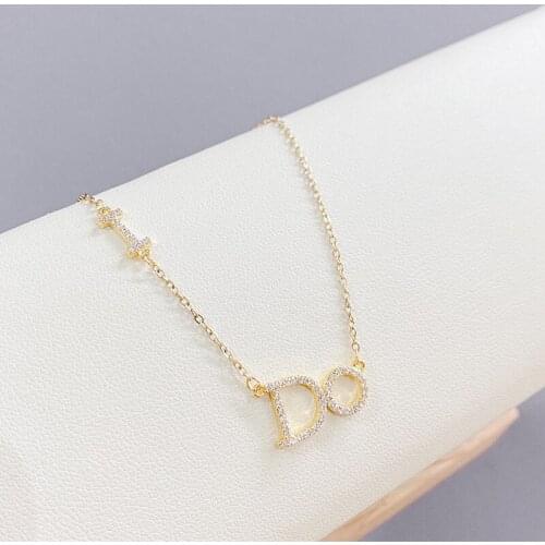 BOTU 2021 New Elegant Letter DO Pendant Necklace Fashion Ornament Simple Personality Light Luxury Ornament for Women Girls Gift