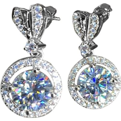 New Trendy Gold Color Heart Stud with Big Round CZ Pendent Women Drop Earrings Graceful Girl Accessories Fashion Jewelry