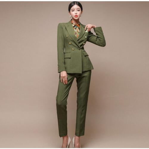 New Blazer OL Work to Wear Formal Jacket Pants Suit Women Business Burgundy Office Uniform Ladies Suits 2 Piece Set Female