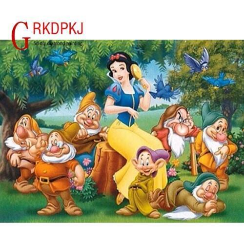 Full Square 5D DIY Diamond embroidery fairy tale Diamond Painting Cross Stitch snow White Mosaic Seven Dwarfs Unfinished Decor
