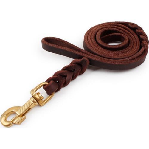 1.8m/2.8m Braided Real Leather Dog Leash pet Walking Training Leads for German Shepherd Golden Retriever Medium Large Big Dogs