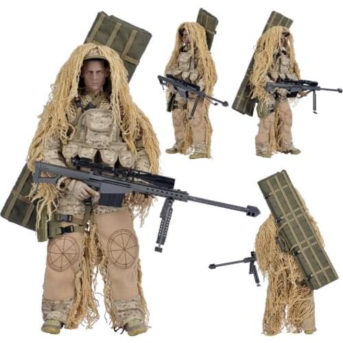 1:6 30Cm 12 Inches Realistische Soldaat Jungle Sniper Met Barrett Militaire Model Speelgoed Lancer Accessoires Collectie Gift