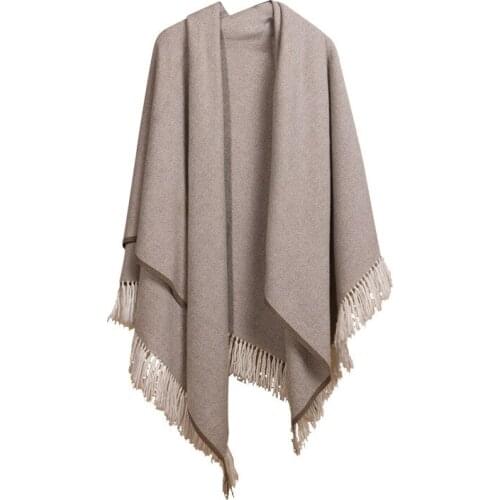 High grade 100%wool womens fashion real leather spliced zipper pashmina cloak coat multi-way collar poncho one&over size