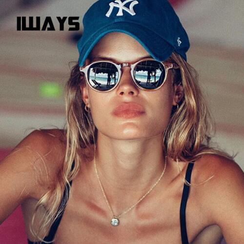 Iways retro polarized sunglasses women men 2019 fashionable acetate round frame brand designer sun glasses UV400
