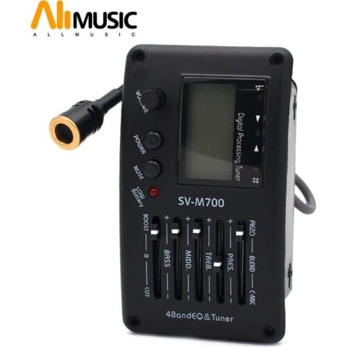 SV-M700 4 Band Acoustic Guitar EQ Equalizer with Tuner and Microphone Guitar Pickup