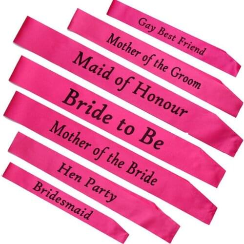 Wedding Decorations Bride Bridesmaid Satin Ribbon Sash Bridal Shower Bachelorette Party Girl Hen Party Decoration Supplies