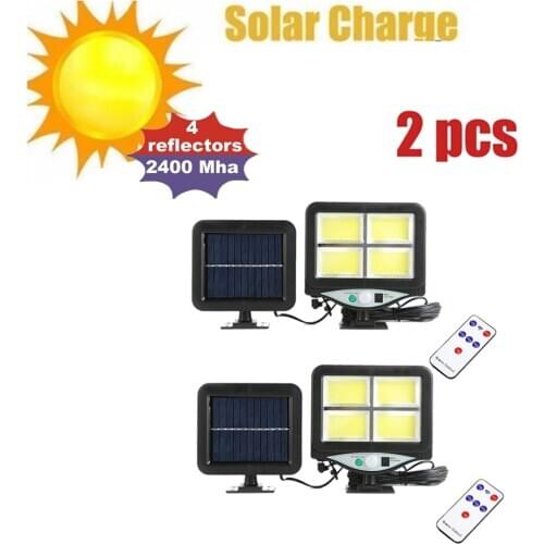 LEDs Solar Panel Power Light PIR Motion Sensor Separable Wall Lamp Outdoor Path Yard Garden Fence Night Light New remote 3 modes