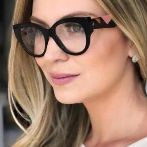 Thick Rod Black Transparent Glasses Women Stylish Luxury Brand Eyeglasses Optical Cat Eye Glasses Frame Oculos Feminino De Grau
