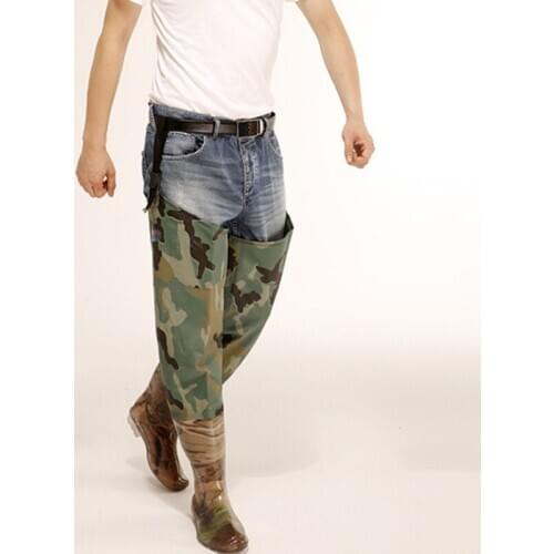Outdoor Fishing Huntign Waterproof Pvc Trousers Rubber Boots Half Body Thicken Catch Fish Wading Jumpsuit Pants