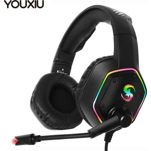 YOUXIU Gaming Headsets Deep bass Stereo Wired Game Headphones Gamer Earphones with Microphone for PC Laptop