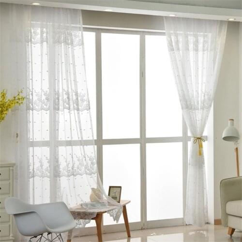 Jacquard Flower Window Curtains for Living Room Bedroom Home Decor Solid White Lace Yarn Drapes for Kitchen Balcony