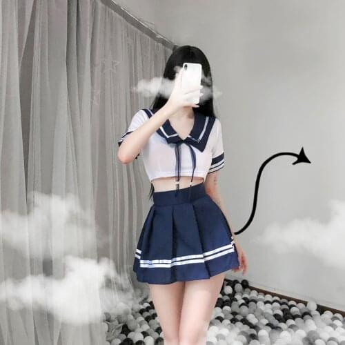 Women Sexy Cosplay Japanese School Girl Plus Size Costume Babydoll Lingerie Student Uniform With Miniskirt Cheerleader