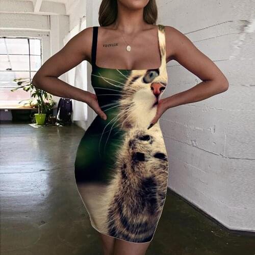 Giyu Brand Cat Dresses Women Animal Sundress Lovely Bodycon Dress Harajuku 3d Print Womens Clothing Mini Evening New