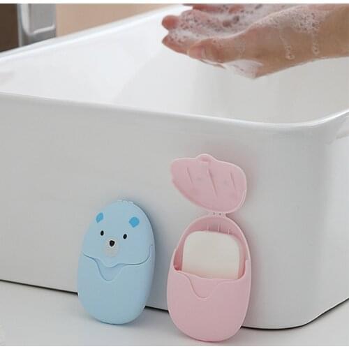 1 Box 20pcs High Quality Disinfecting Paper Soaps Washing Hand Mini Disposable Scented Slice Sheets Foaming Soap Case Paper New