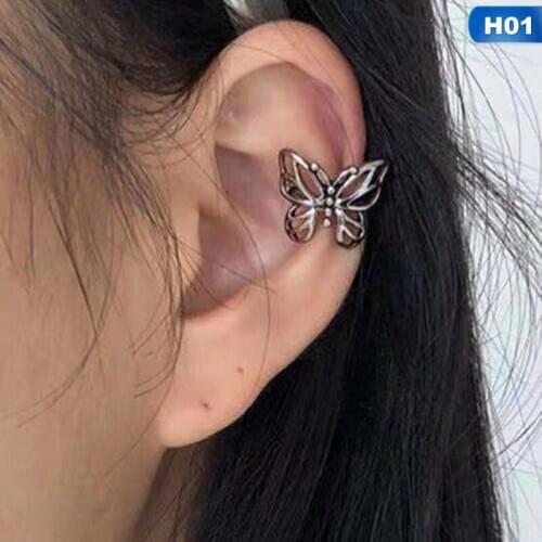 1Pc New Fashion Vintage Metal Hollow Butterfly Ear Clips For Women Girls Cute No Piercing Fake Cartilage Ear Jewelry