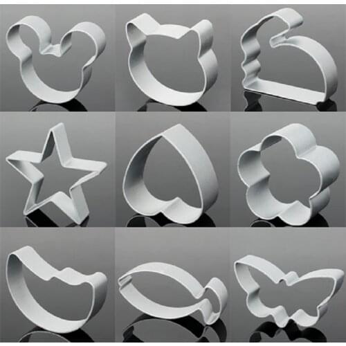 10Pcs/lot Aluminum Alloy Multi Shape Cookie Form Cutters DIY Baking Biscuit Pastry Moulds Cake Decorating Tools