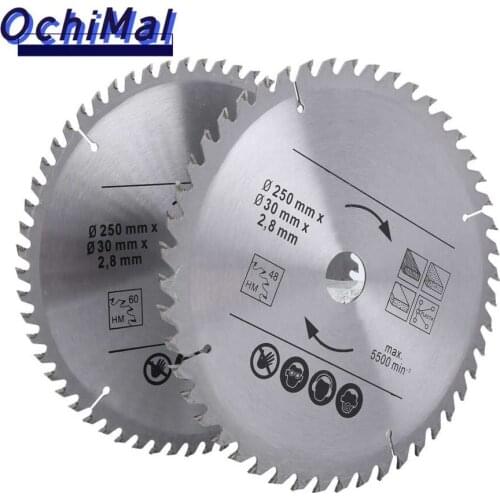 2 Pcs 9.8 inch 48T /60T Circular Saw Blade Carbide Wood Chipboard Plywood Cutting Disc Woodworking Cutting Tool saw blade