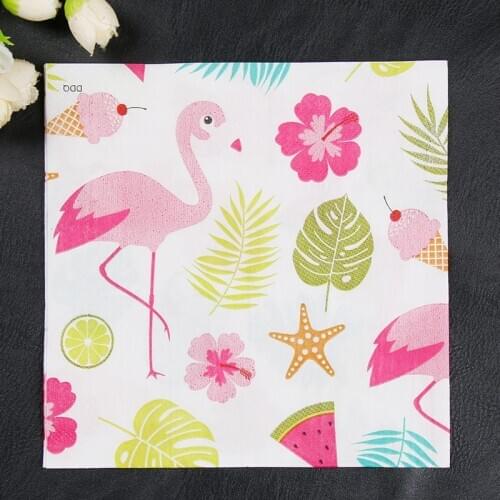 20 Vintage napkins paper tissue printed pink flamingo flower Dragon fruit decoupage wedding serviette party handkerchief towel