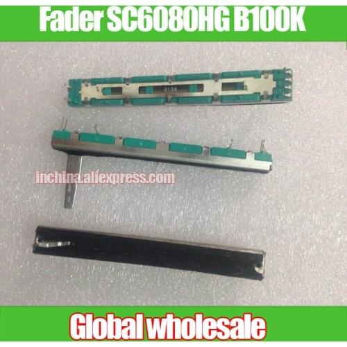 3pcs 75mm SC6080HG B100K mixer straight sliding potentiometer / B104 double linkage fader handle length 20MMD