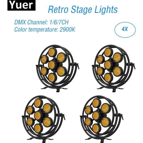 4Pcs/Lot Hexagon / Round 7x300W Retro Flash Light Color Temperature 2900K bar dmx Sound Control DJ Disco Stage Effect Light