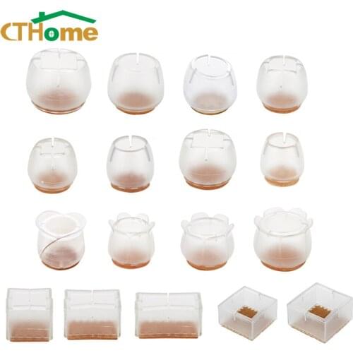 4Pcs Silicone Round Chair Leg Pads Foot Caps Rectangle Square Floor Protector Furniture Leg Protection Cove Non-slip Table Feet